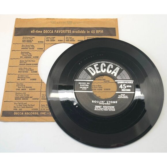 Terry Gilkyson Stay Awhile / Rollin Stone 45 Vinyl 50s Country DECCA 27793 - Picture 5 of 6